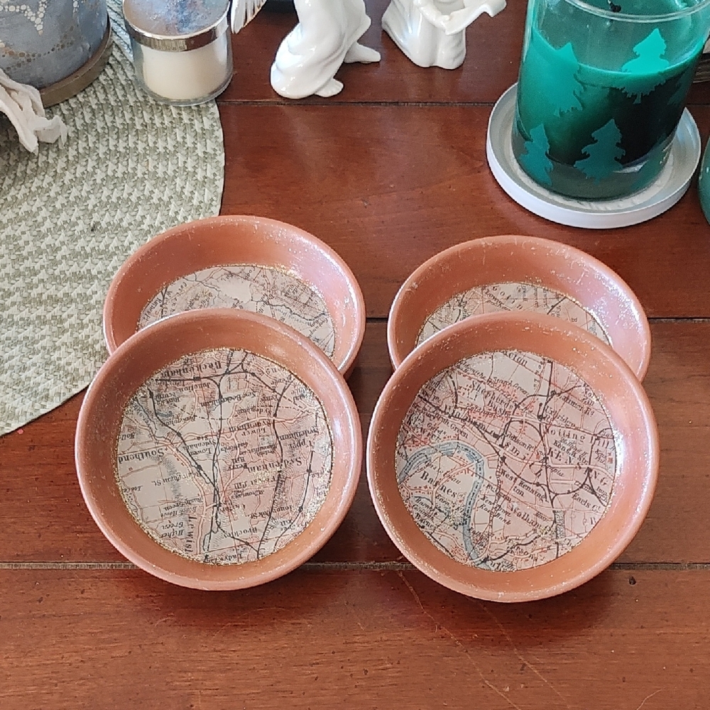 Set of Four Terracotta Map Coasters - Picture 6 of 6
